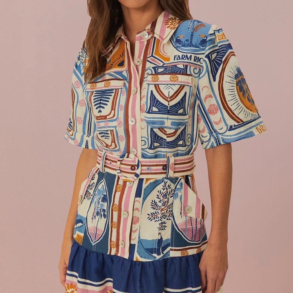 FARM Rio Multicolor Graphic Shirt Dress - Picture 4 of 5